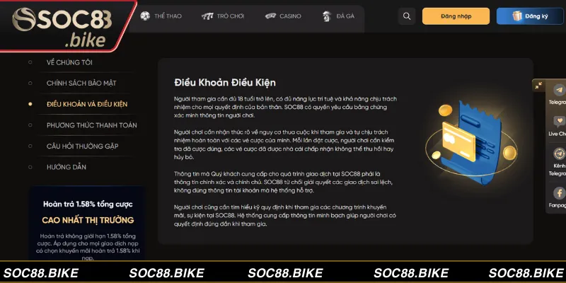 Đăng ký SOC88 Chấp nhận những quy tắc mà nhà đặt ra để đăng ký SOC88 thành công
