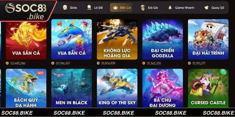 Trải nghiệm Top 5 game bắn cá uy tín tại SOC88